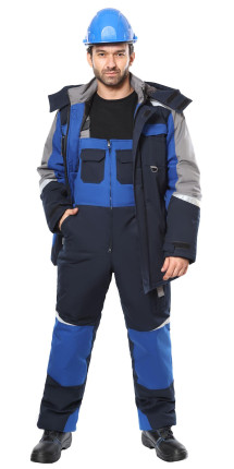 Костюм СИРИУС-ФАВОРИТ-МЕГА-РОСС зимний, куртка, п/к, тёмно-синий с васильковым, серым и СОП