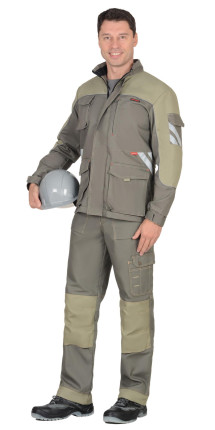 Куртка СИРИУС-ВЕСТ-ВОРК  удлиненная, т.оливковый со св.оливковым пл. 275 г/кв.м