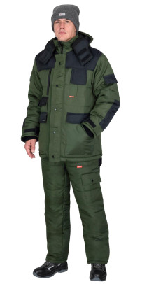 Костюм СИРИУС-БЕРКУТ-ЛЮКС зимний, куртка, п/к, оливковый с чёрным