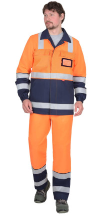 Куртка СИРИУС-ТЕРМИНАЛ-3-РОСС короткая, оранжевая с тёмно-синим